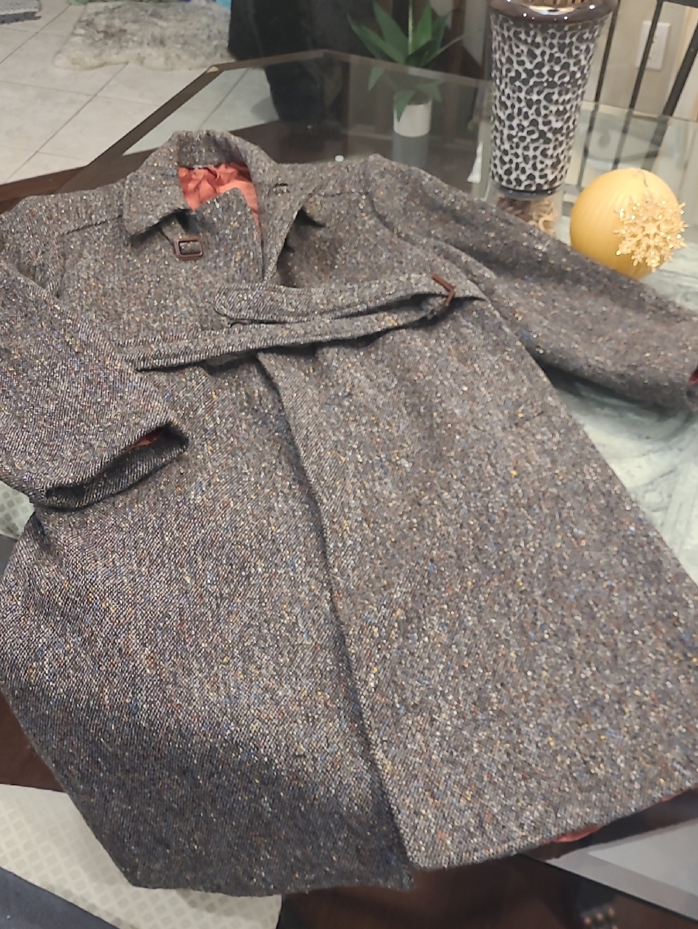Balmain Mens Brown Long Vintage Wool.coat 42 Regular